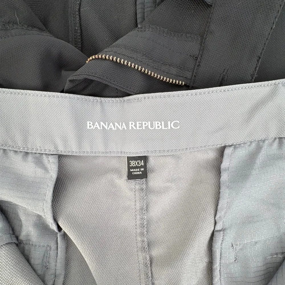 Banana Republic Performance Chinos Mens 38x34 Black Grey 2 Pack Zip Pockets